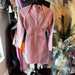 Herve Leger Pink Bandage Dress